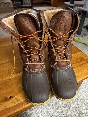 L.L. Bean Brown Leather and Dark Brown Rubber Insulated Snow/Rain Boots